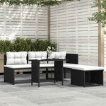 vidaXL Salon de jardin 4 Pièces Résine tressée Noir