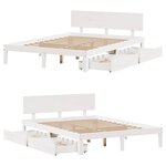vidaXL Cadre de lit avec tiroirs sans matelas blanc 135x190 cm