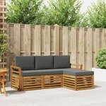 vidaXL Ensemble de canapés d'extérieur 4 Pièces Naturel et Anthracite