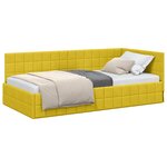 vidaXL Cadre de lit d'angle Jaune 90 cm x 190 cm Velours