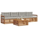 vidaXL Ensemble de canapés d'extérieur 5 Pièces Gris Naturel et Clair