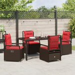vidaXL Set de jardin 5 pièces Marron Rattan Poly