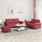 vidaXL Ensemble de canapés 3 Pièces et coussins Rouge bordeaux Similicuir