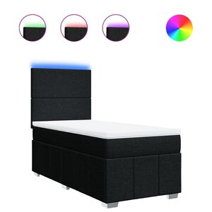 vidaXL Sommier à lattes de lit avec matelas Noir 90x200 cm Tissu