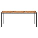 vidaXL Table de jardin 190x90x75 cm Résine tressée et bois acacia Noir