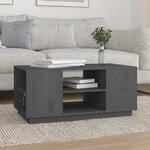 vidaXL Table basse Gris 90x49x40 5 cm Bois massif de pin