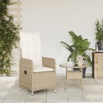 vidaXL Chaise inclinable de jardin avec coussins beige résine tressée
