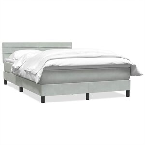 vidaXL Sommier à lattes de lit et matelas gris clair 160x220cm velours