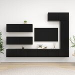 vidaXL Ensemble de meuble TV 7 Pièces Noir Bois d'ingénierie
