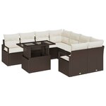 vidaXL Ensemble de canapé de jardin avec coussin 9 Pièces Marron et crème