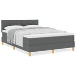 vidaXL Lit boxspring avec matelas Gris foncé 160 x 200 cm tissu
