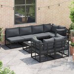 vidaXL Ensemble de canapé de jardin 8 Pièces Noir Aluminium