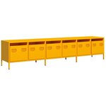 vidaXL Meuble TV jaune moutarde 202x39x43 5 cm acier laminé à froid