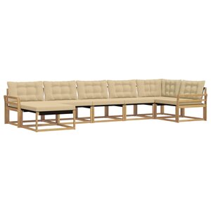 vidaXL Ensemble de canapés d'extérieur 7 Pièces Blanc et Beige