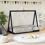 vidaXL Cadre de lit pour enfant noir 80x160 cm bois de pin massif