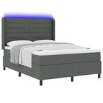 Lit à ressorts vidaXL avec matelas et LED gris foncé 160x200 cm en tissu