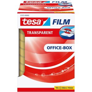 lot de 10 rouleaux de ruban adhésif transparent 15 mm x 66 m TESA