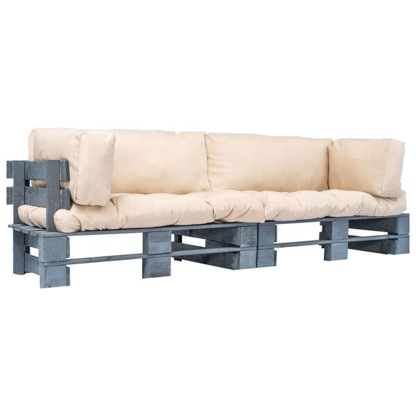 vidaXL Canapés de jardin palette 2 Pièces avec coussins sable Pinède