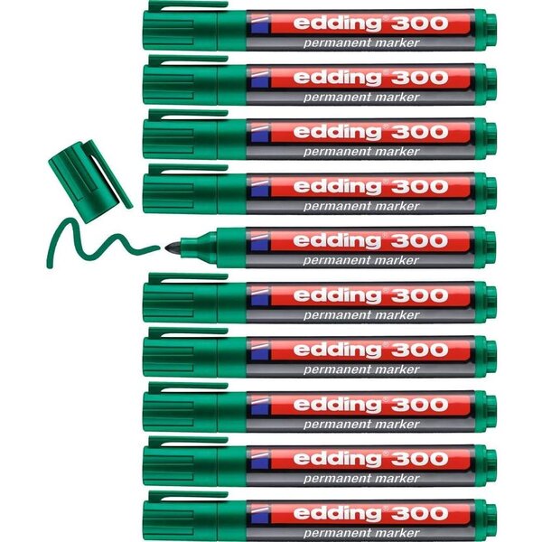 Marqueur Permanent 300 Vert Pointe Ronde 1 5-3 mm x 10 EDDING