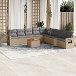vidaXL Salon de jardin et coussins 10 Pièces mélange beige résine tressée