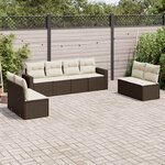 vidaXL Salon de jardin 8 Pièces avec coussins marron résine tressée