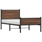 vidaXL Cadre de lit en métal sans matelas chêne marron 75x190 cm