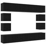 Set de meuble TV vidaXL 8 pièces en bois d'ingénierie noir mural