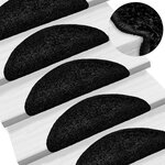 vidaXL Tapis d'escalier 20 pièces 56 x 17 x 3 cm Noir Demi-rond