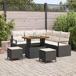 vidaXL Ensemble de canapé de jardin avec coussin 8 Pièces Noir Poly rotin