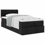 vidaXL Lit ottoman avec matelas noir 100x200 cm tissu