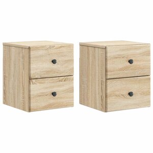 vidaXL Cabinet de chevet mural 2 Pièces Chêne Sonoma 34 5 x 33 x 40 cm