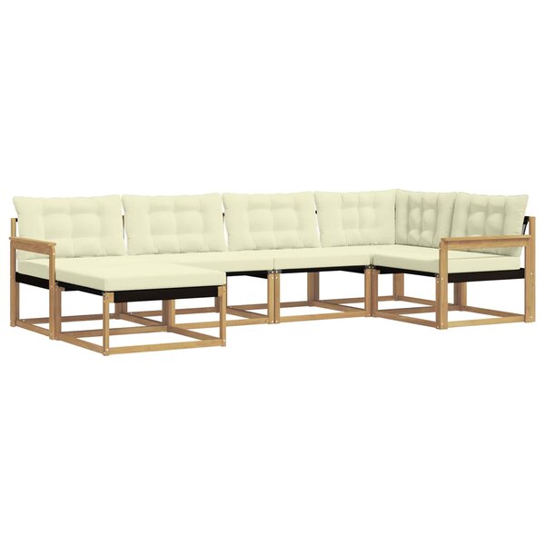 vidaXL Ensemble de canapés d'extérieur 6 Pièces Blanc et crème