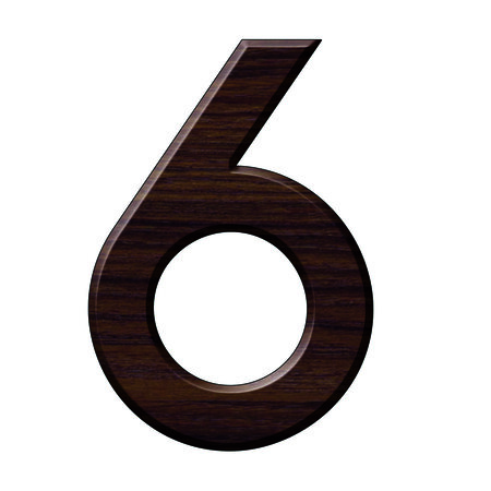 Numéro 6-Numéro adhésif pour boîtes aux lettres - Résine de 3 mm, hauteur environ 50 mm - Taurus (chêne foncé)
