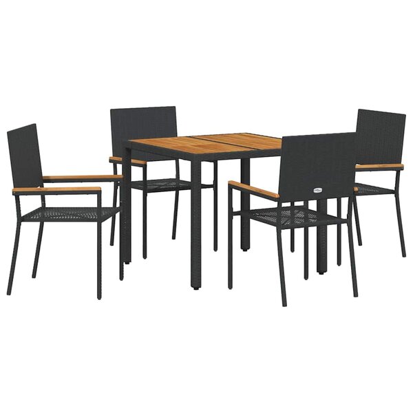 vidaXL Ensemble de salle à manger pour jardin 5 Pièces Noir polyrotin
