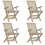 vidaXL Salon de jardin 5 Pièces gris bois de teck massif