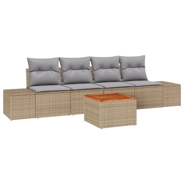 vidaXL Ensemble de canapé de jardin 5 Pièces Beige  gris clair
