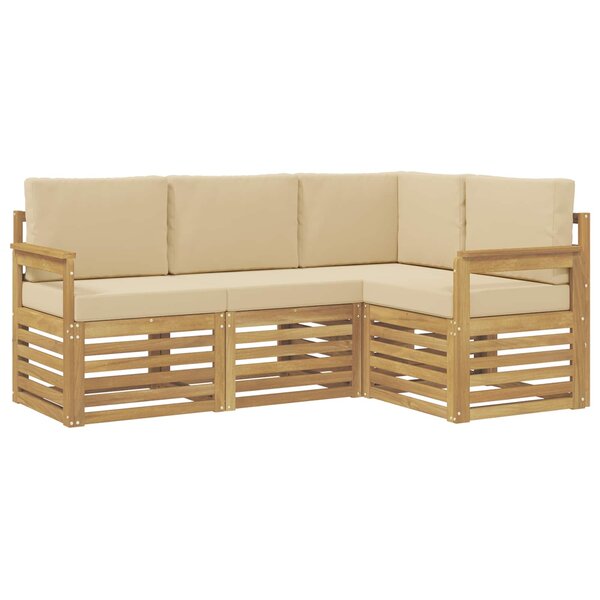vidaXL Ensemble de canapés d'extérieur 4 Pièces Blanc et Beige