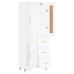 vidaXL Buffet haut Blanc 69 5x34x180 cm Bois d'ingénierie
