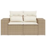 vidaXL Canapé de jardin avec coussins 2 places beige résine tressée