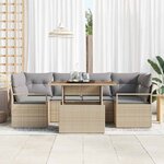 vidaXL Ensemble de canapé de jardin 7 Pièces beige et gris clair