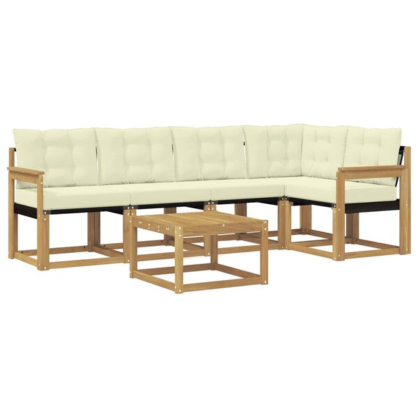 vidaXL Ensemble de canapés d'extérieur 6 Pièces Blanc et crème