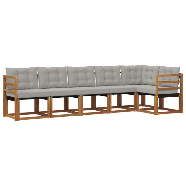 vidaXL Ensemble de canapés d'extérieur 6 Pièces Gris Naturel et Clair