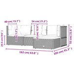 vidaXL Salon de jardin 4 Pièces avec coussins Gris Résine tressée