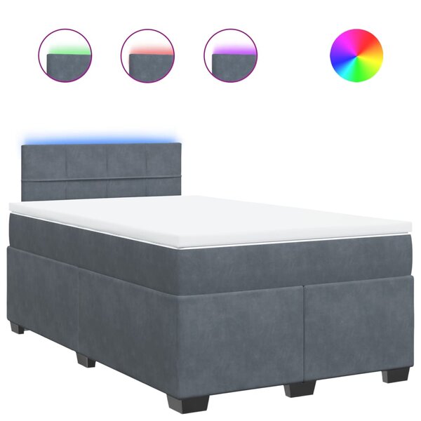 vidaXL Sommier à lattes de lit et matelas Gris foncé 120x200cm Velours