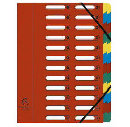 Trieur Harmonika® À Fenêtres Avec Élastiques Véritable Carte Lustrée 24 Compartiments - Rouge - X 4 - Exacompta