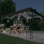 vidaXL Tonnelle avec double toit et lumières LED 3x4 m Anthracite