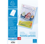 Etui de 100 pochettes perforées ouverte 2 côtés PP lisse 6/100e EXACOMPTA