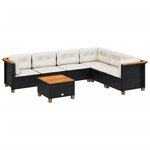 vidaXL Salon de jardin 7 Pièces avec coussins noir résine tressée