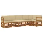 vidaXL Ensemble de canapés d'extérieur 6 pc Naturel et Beige Polyester