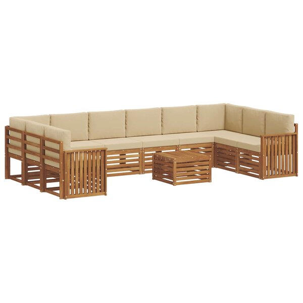 vidaXL Ensemble de canapés d'extérieur 11 pc Naturel et Beige